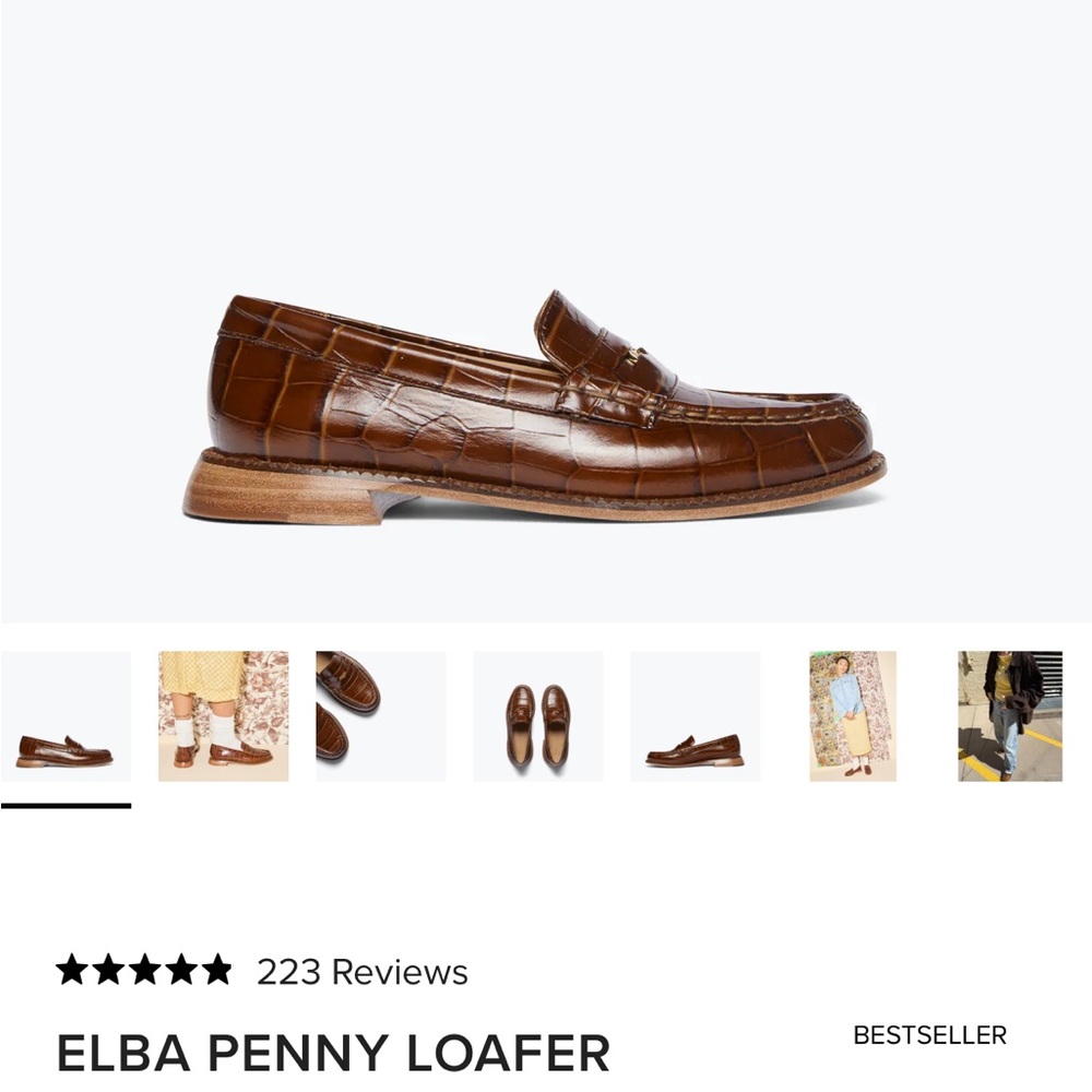 Elba Penny Loafer in Brown Croc